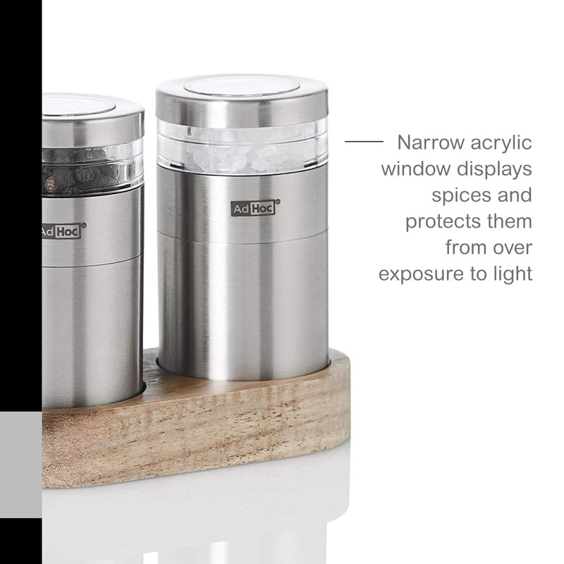 AdHoc Menage Molto Salt and Pepper Mill Gift Set - Salt & Pepper Grinder - Manual Grinder for Kitchens - Mill with Adjustable Grinds from Fine to Coarse - Image 4